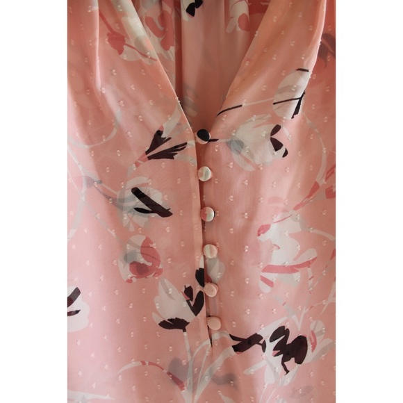 WHBM Textured Pale Pink Long Sleeve Button Embellished Blouse 10 Preowned - Picture 3 of 8